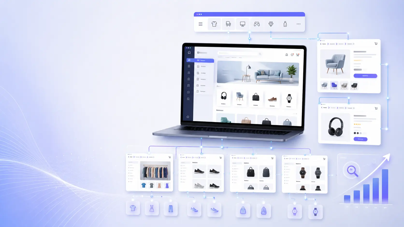 E-commerce UI and analytics concept